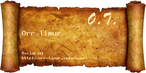 Orr Timur névjegykártya